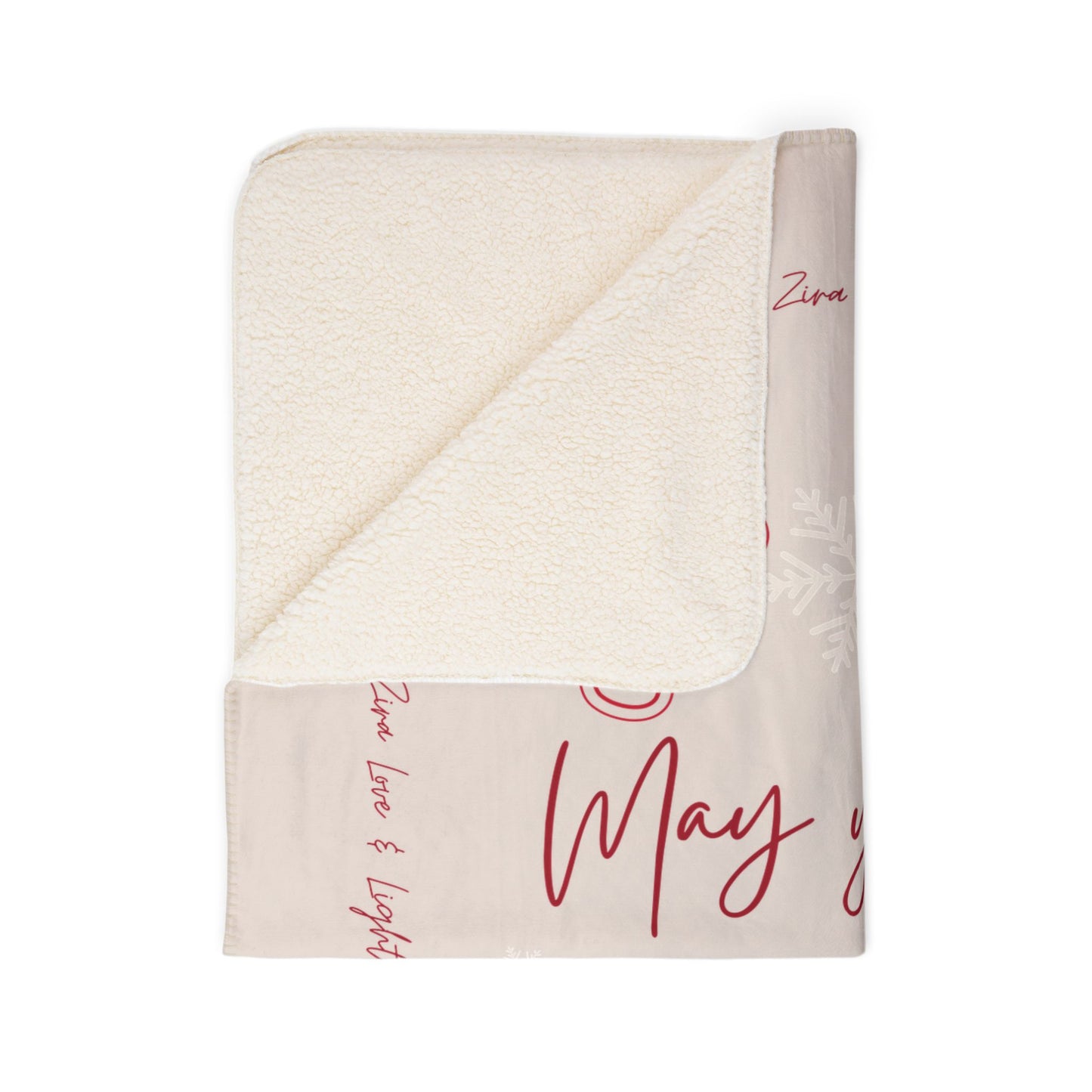 "May Your Yule be Cozy and Bright" Cozy Sherpa Blanket — Christmas Holiday Fleece Throw with Gingerbread Design