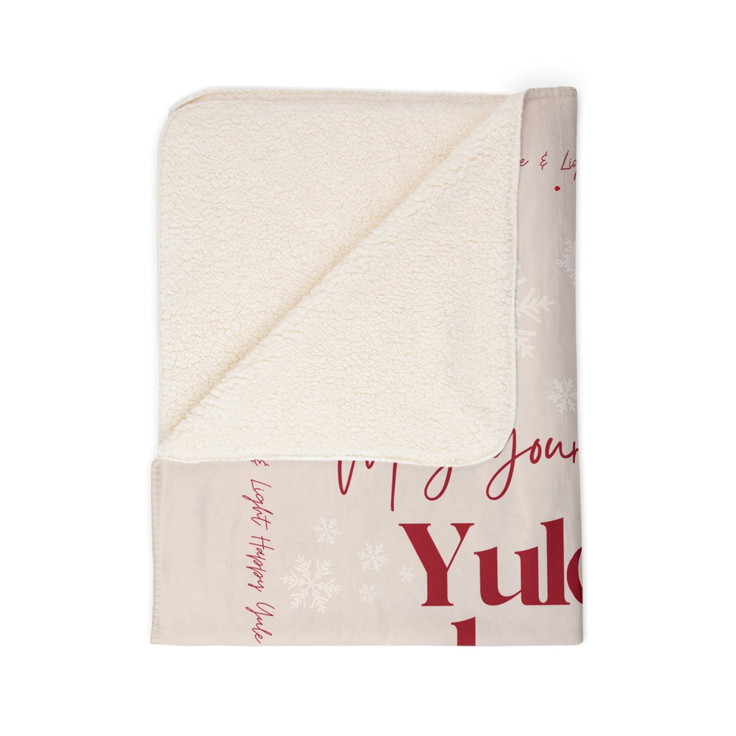 "May Your Yule be Cozy and Bright" Cozy Sherpa Blanket — Christmas Holiday Fleece Throw with Gingerbread Design